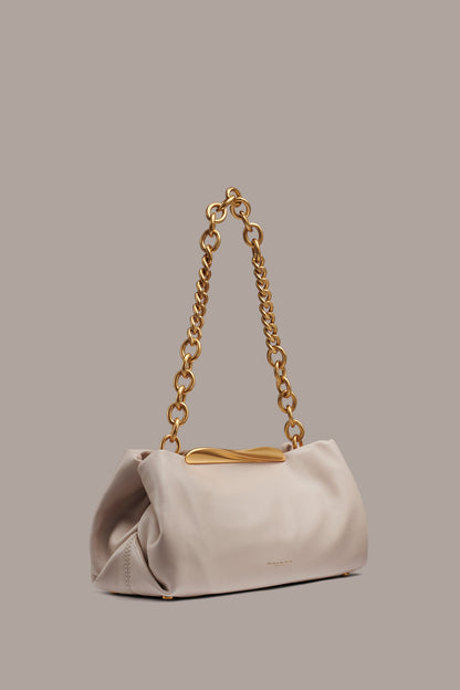 POPLIN LEATHER CLUTCH - Sand