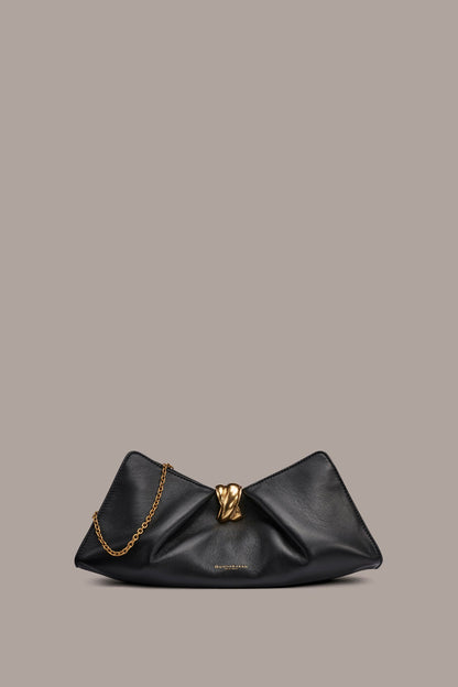 CASHMERE LEATHER CLUTCH - Black / Gold
