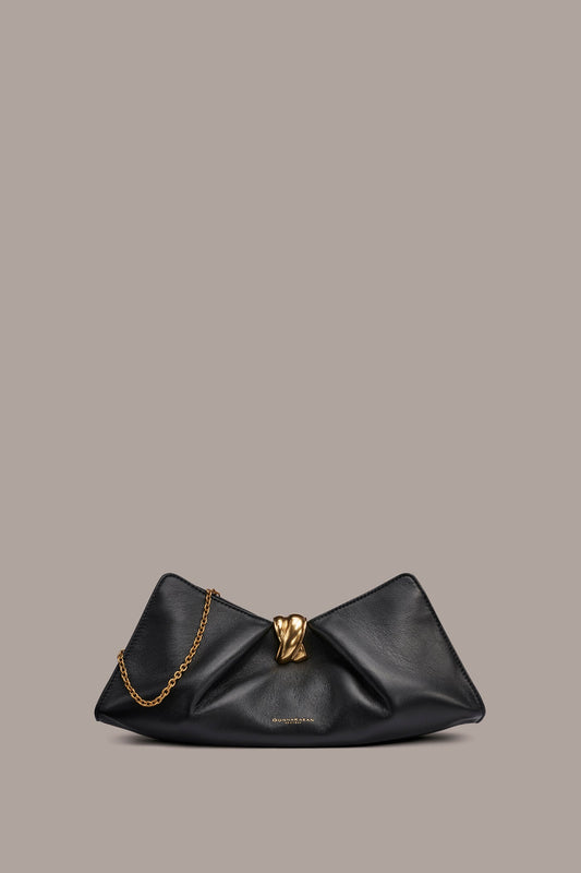 CASHMERE LEATHER CLUTCH - Black / Gold