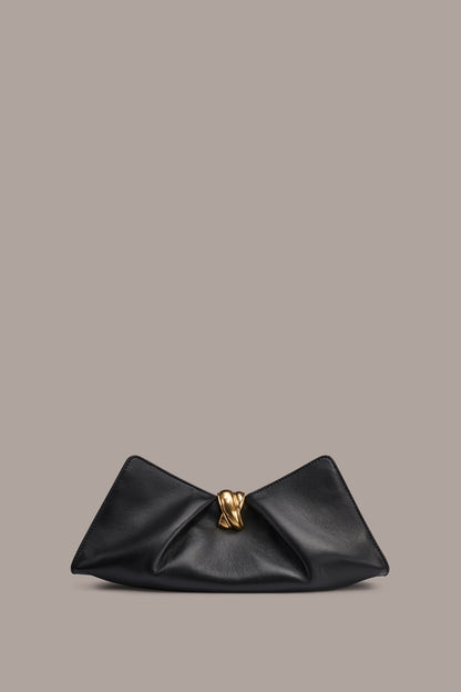 CASHMERE LEATHER CLUTCH - Black / Gold