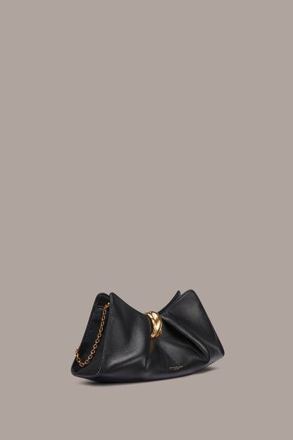CASHMERE LEATHER CLUTCH - Black / Gold