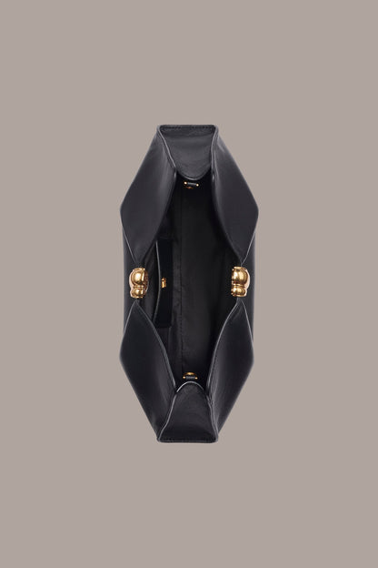 CASHMERE LEATHER CLUTCH - Black / Gold