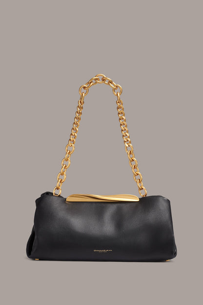 POPLIN LEATHER CLUTCH - Black