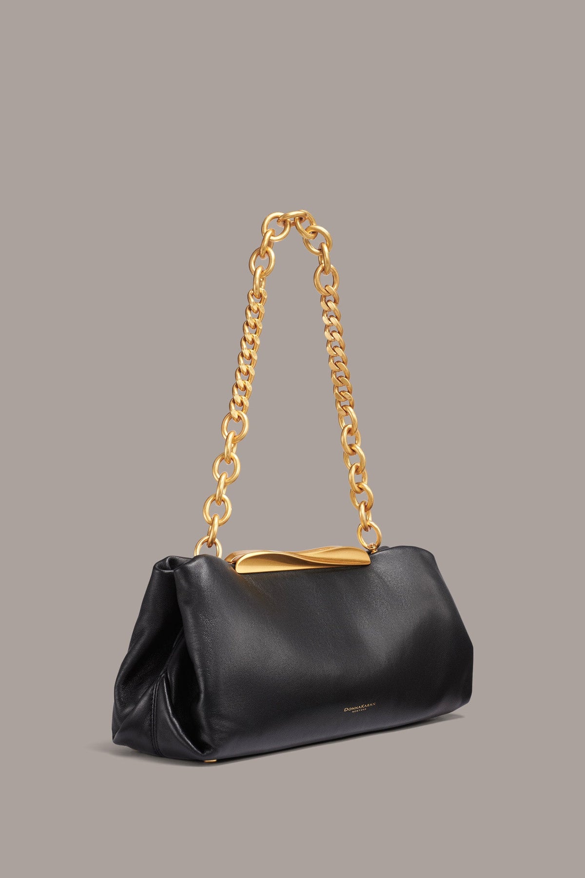 POPLIN LEATHER CLUTCH - Black