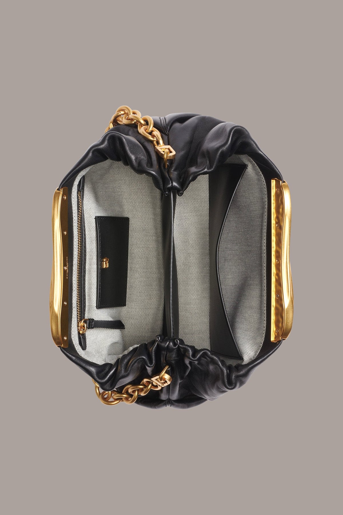 POPLIN LEATHER CLUTCH - Black