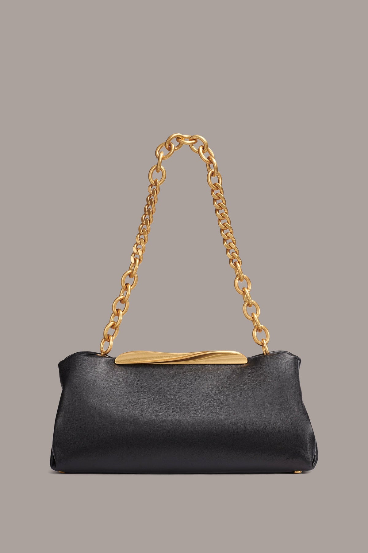 POPLIN LEATHER CLUTCH - Black
