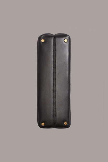 POPLIN LEATHER CLUTCH - Black