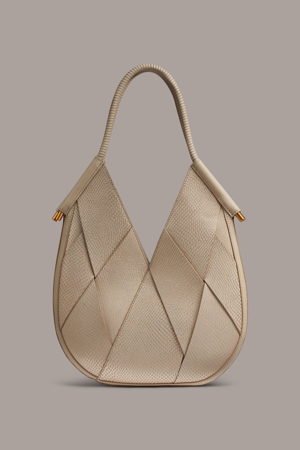 BALDWIN WOVEN LEATHER MINI SHOULDER BAG - Metallic Bone