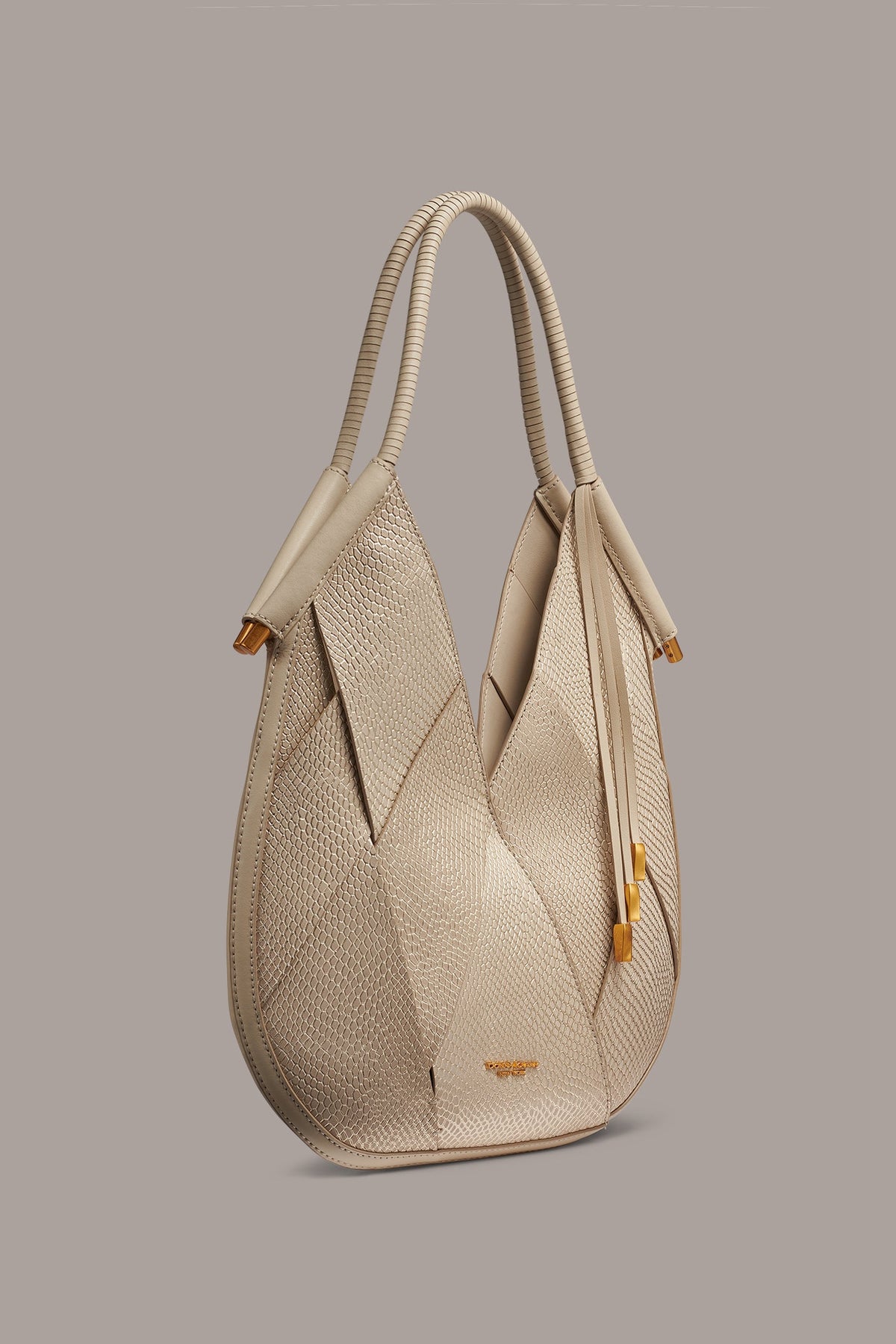 BALDWIN WOVEN LEATHER MINI SHOULDER BAG - Metallic Bone