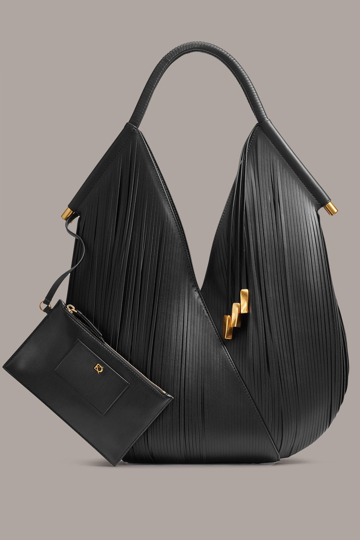 BALDWIN LARGE LASER-CUT SHOULDER BAG - Black