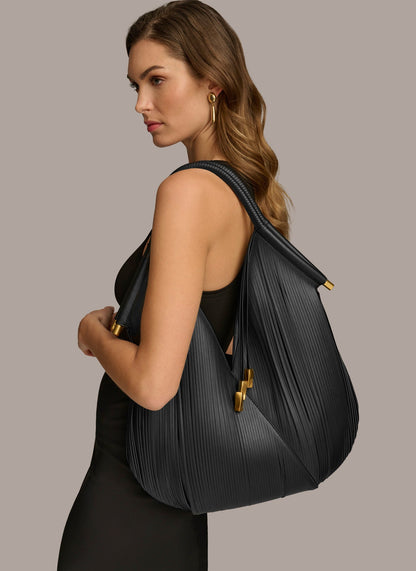 BALDWIN LARGE LASER-CUT SHOULDER BAG - Black