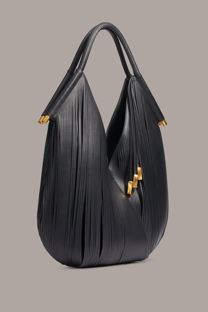 BALDWIN LARGE LASER-CUT SHOULDER BAG - Black