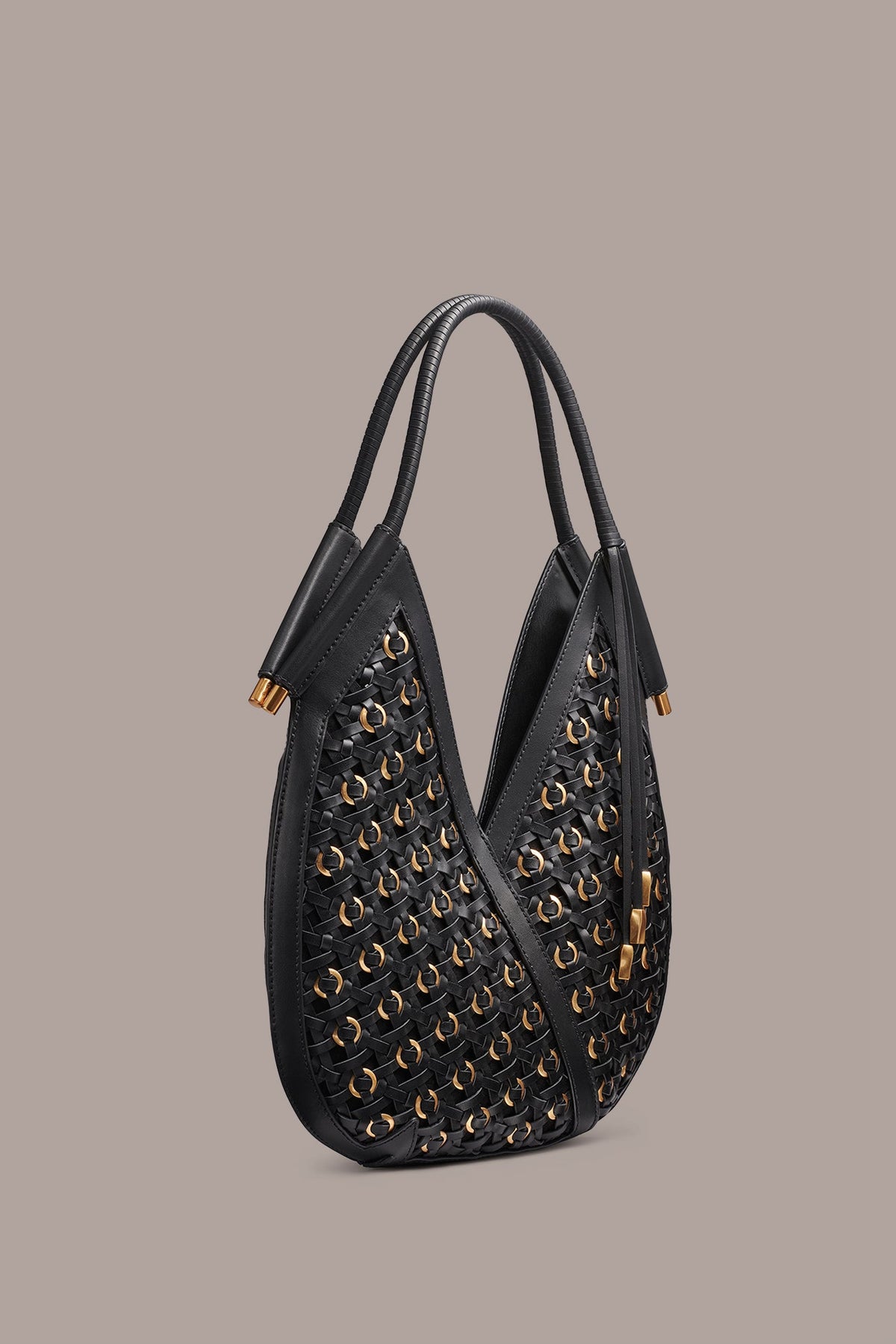 BALDWIN MINI WOVEN GROMMET SHOULDER BAG - Black