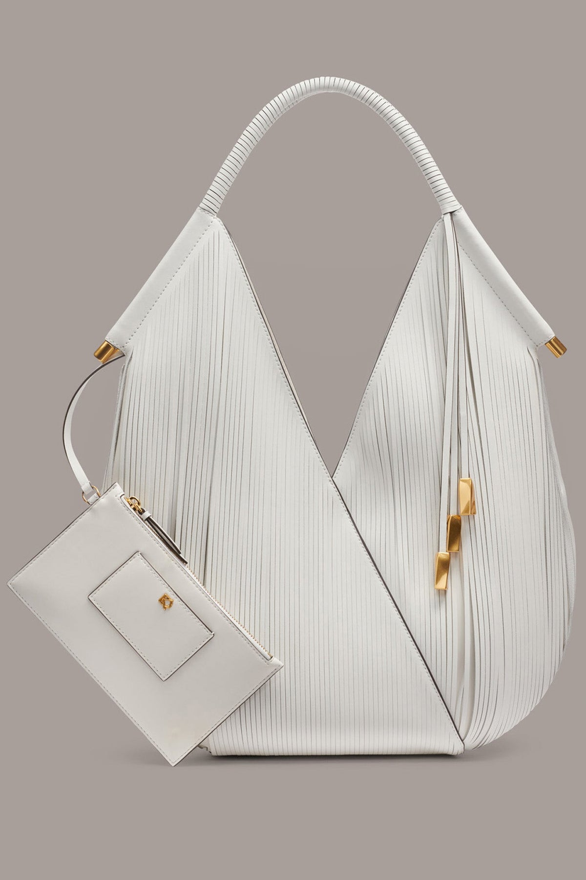 BALDWIN LARGE LASER-CUT SHOULDER BAG - BRILLIANT WHITE