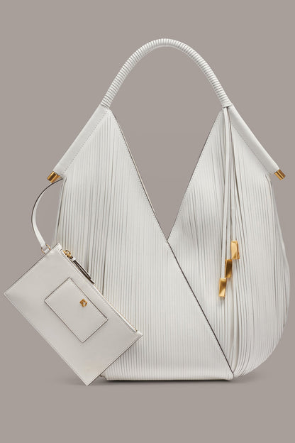 BALDWIN LARGE LASER-CUT SHOULDER BAG - BRILLIANT WHITE