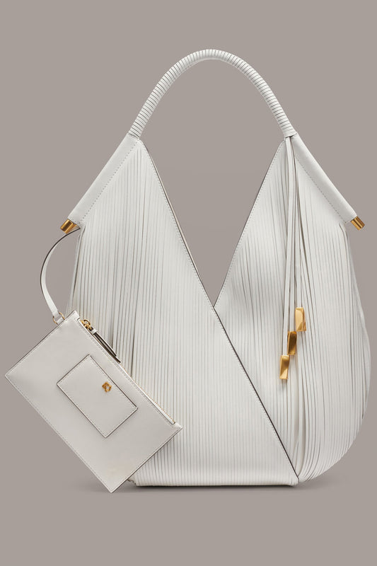 BALDWIN LARGE LASER-CUT SHOULDER BAG - BRILLIANT WHITE