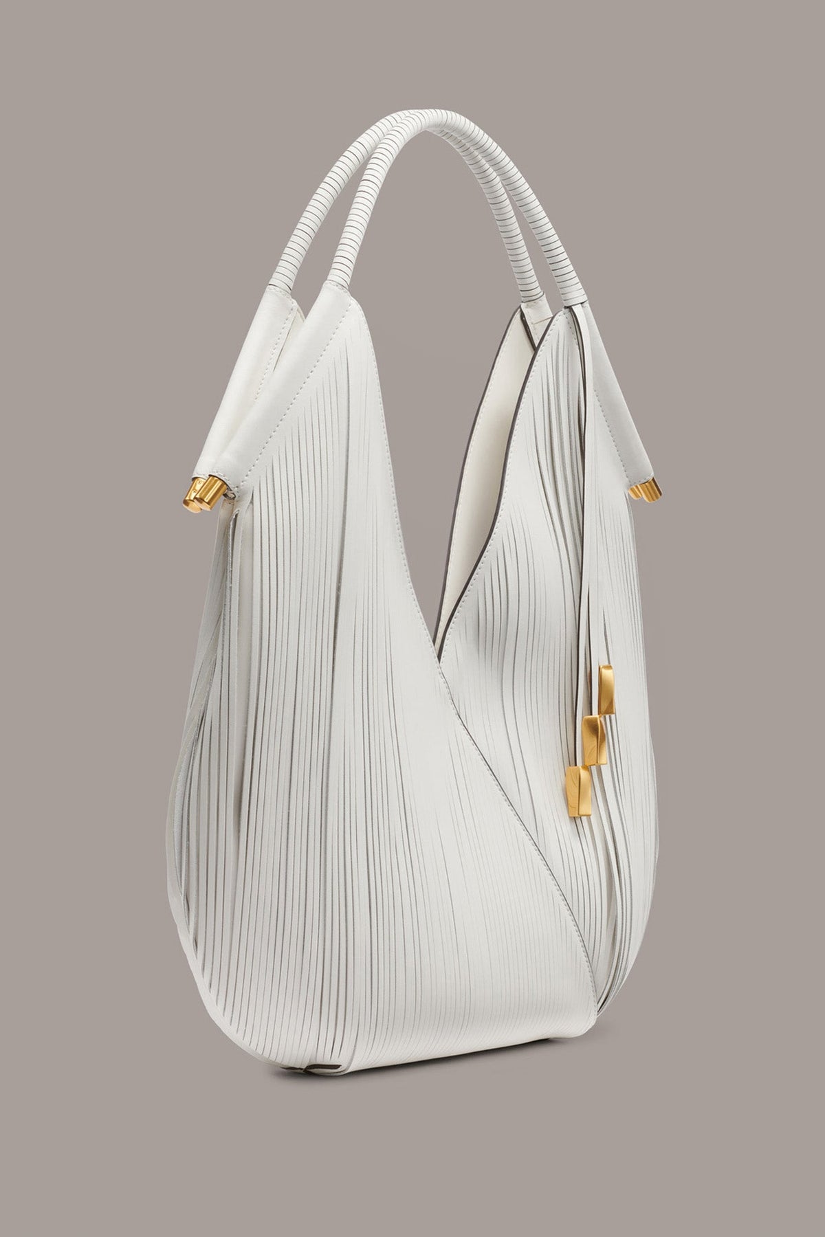 BALDWIN LARGE LASER-CUT SHOULDER BAG - BRILLIANT WHITE