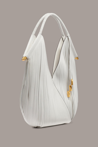 BALDWIN LARGE LASER-CUT SHOULDER BAG - BRILLIANT WHITE