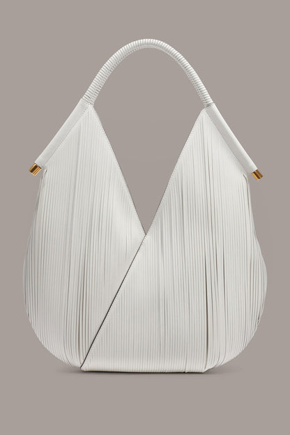 BALDWIN LARGE LASER-CUT SHOULDER BAG - BRILLIANT WHITE