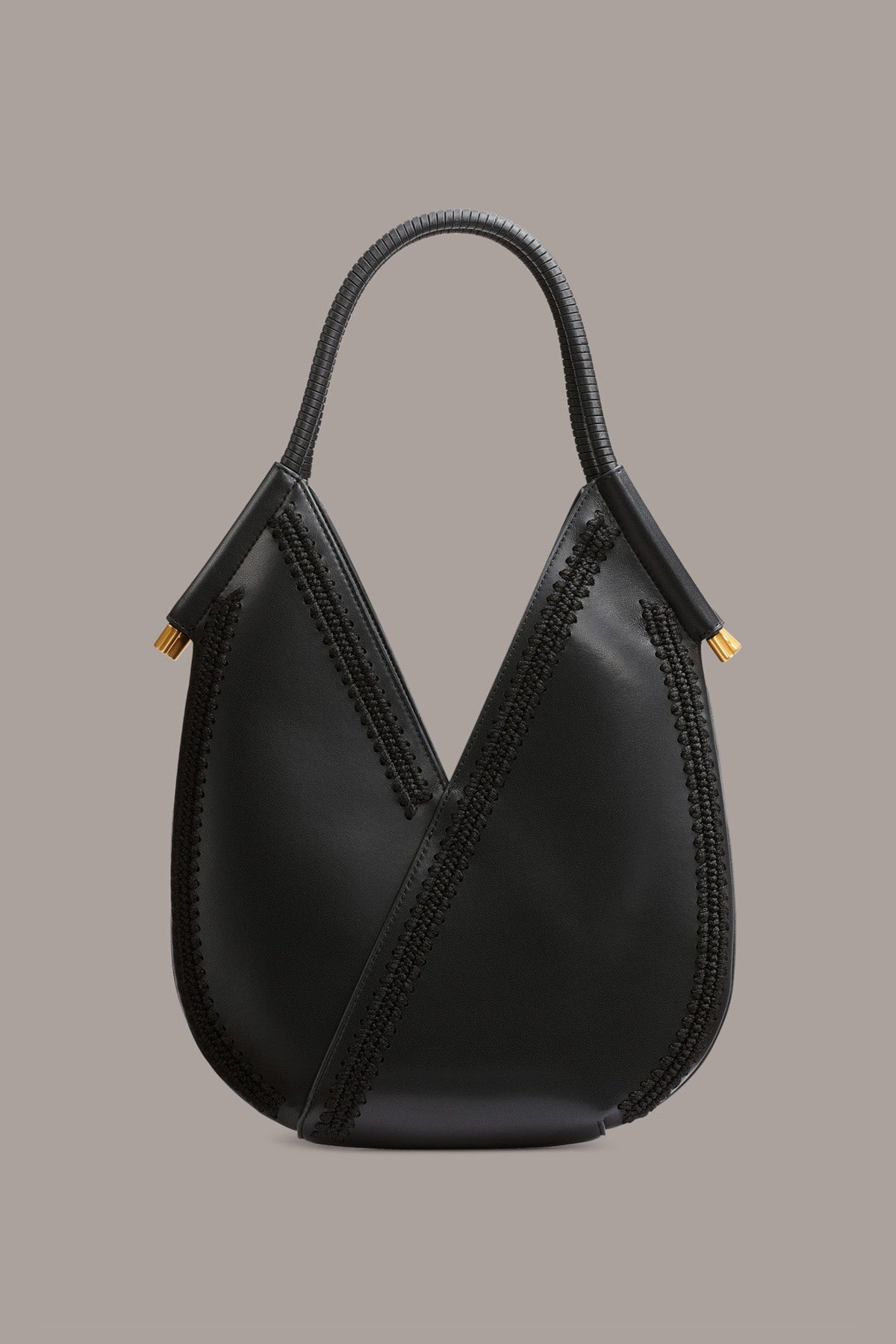 BALDWIN MINI CROCHET-TRIMMED SHOULDER BAG - Black
