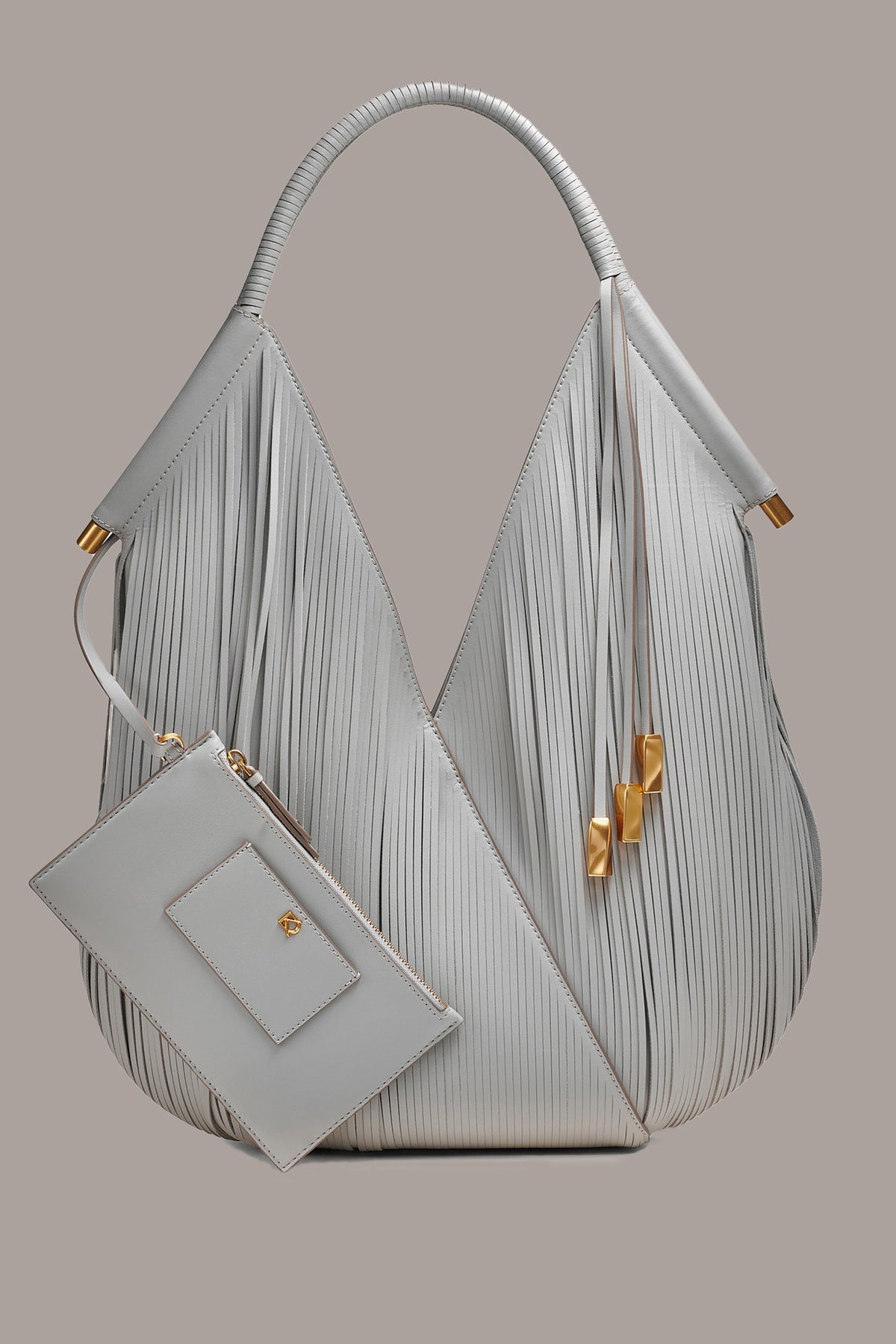 BALDWIN LARGE LASER-CUT SHOULDER BAG - ZINC