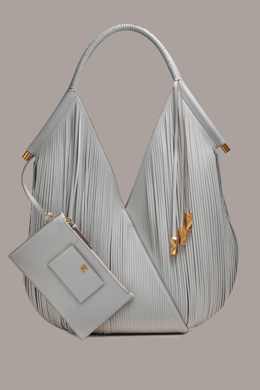 BALDWIN LARGE LASER-CUT SHOULDER BAG - ZINC