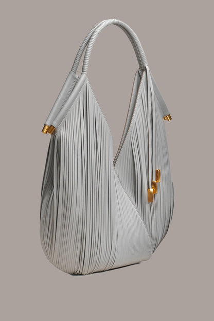 BALDWIN LARGE LASER-CUT SHOULDER BAG - ZINC