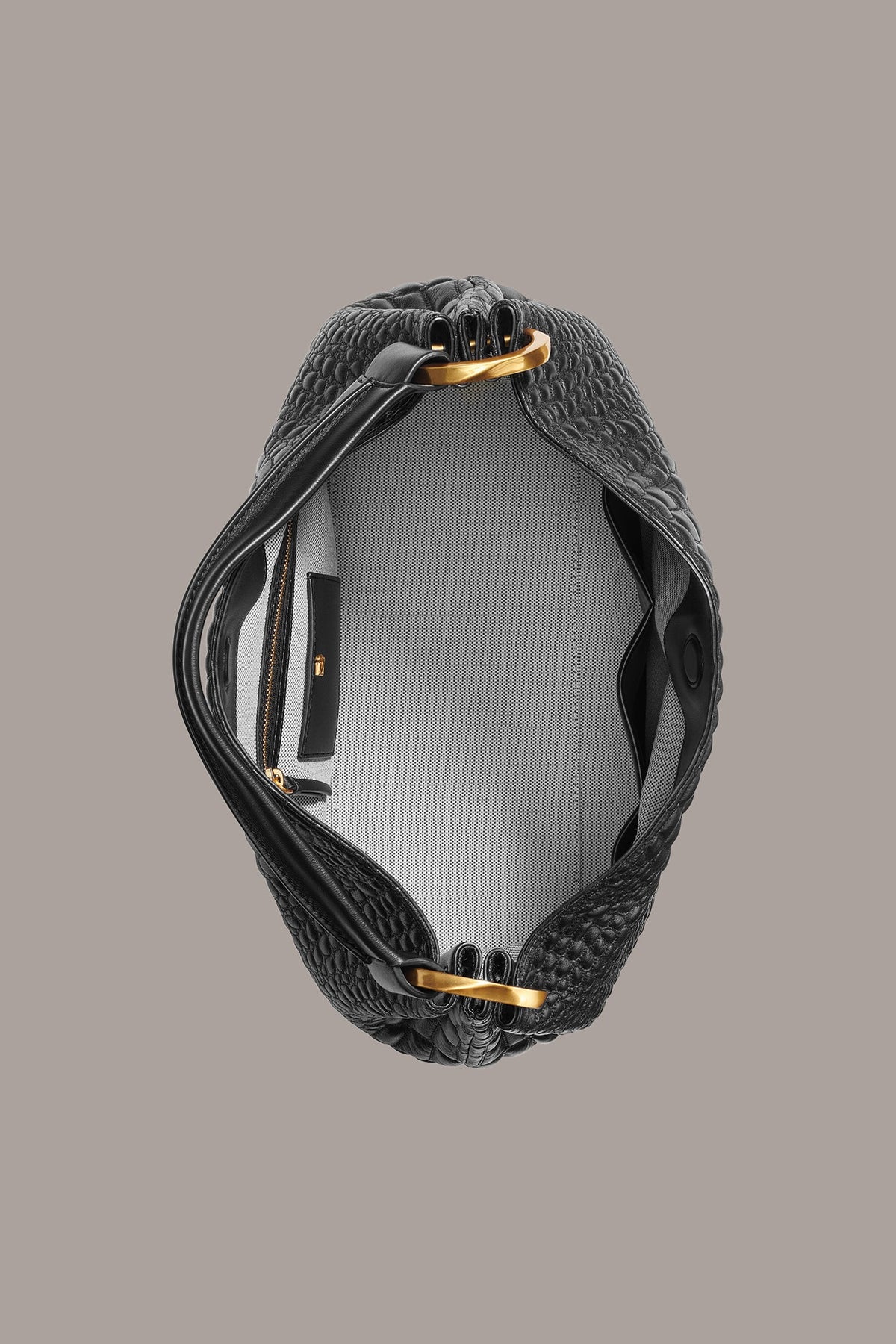GLENWOOD CROC-EFFECT SHOULDER BAG - Black