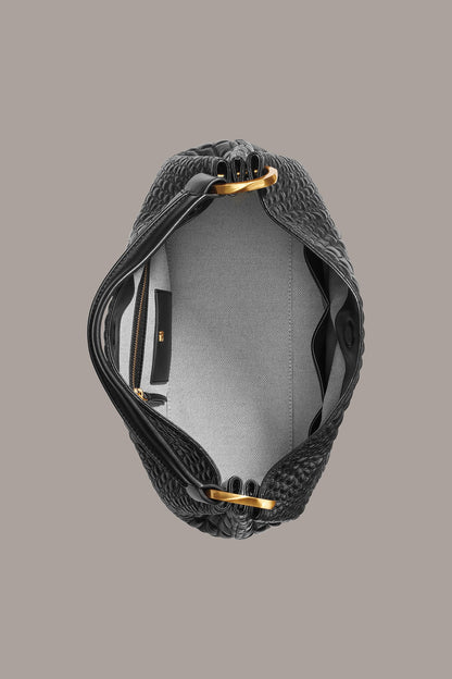 GLENWOOD CROC-EFFECT SHOULDER BAG - Black