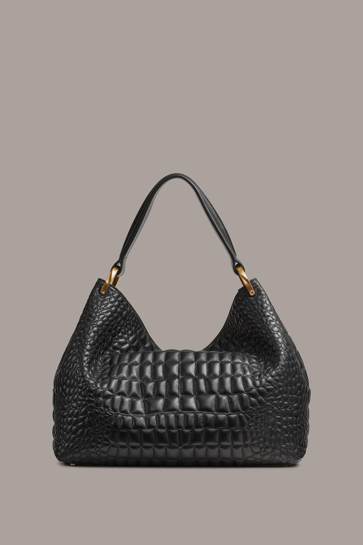 GLENWOOD CROC-EFFECT SHOULDER BAG - Black