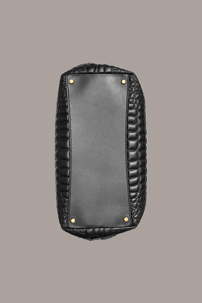 GLENWOOD CROC-EFFECT SHOULDER BAG - Black