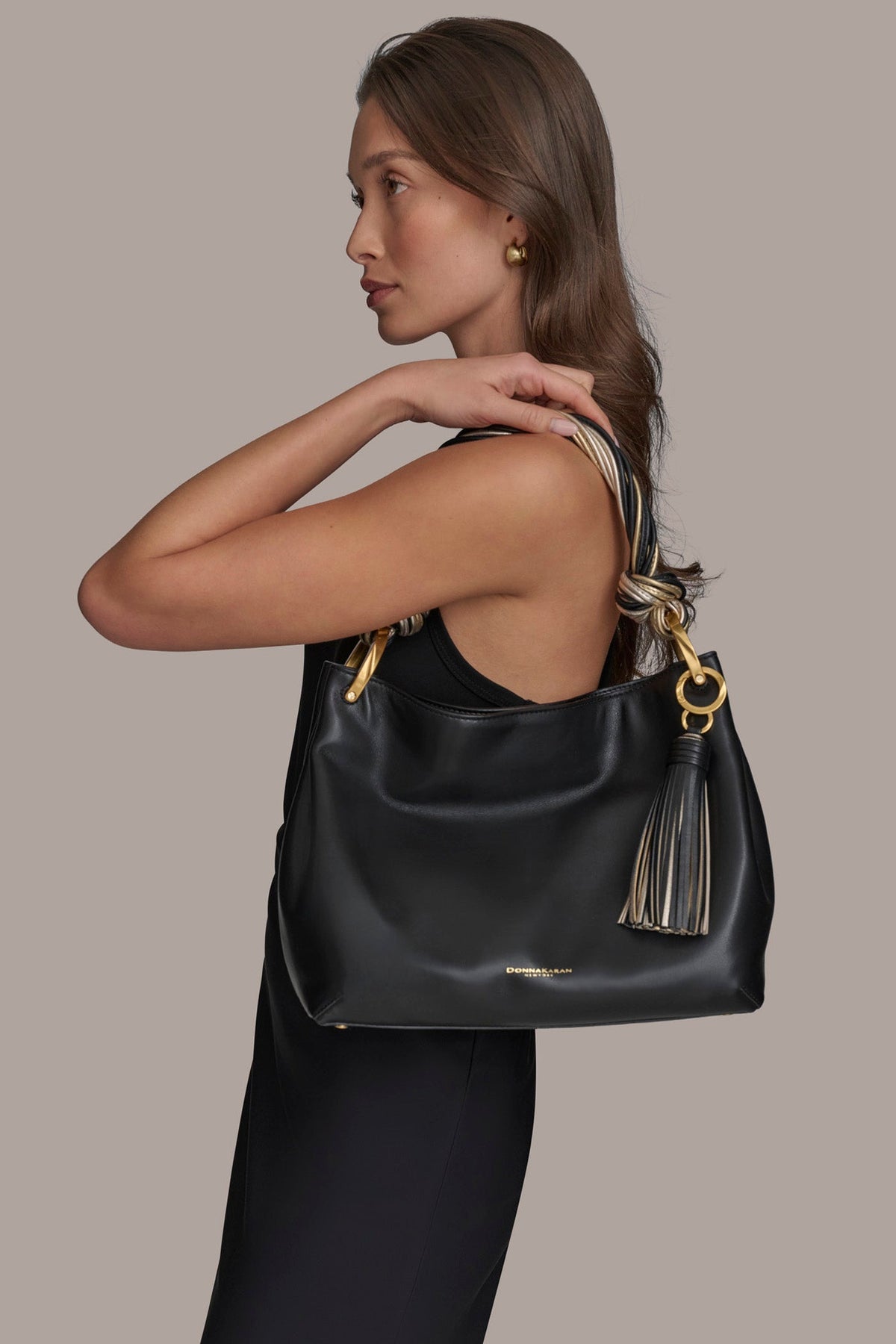 GLENWOOD SMALL SHOULDER BAG - BLACK/GOLD