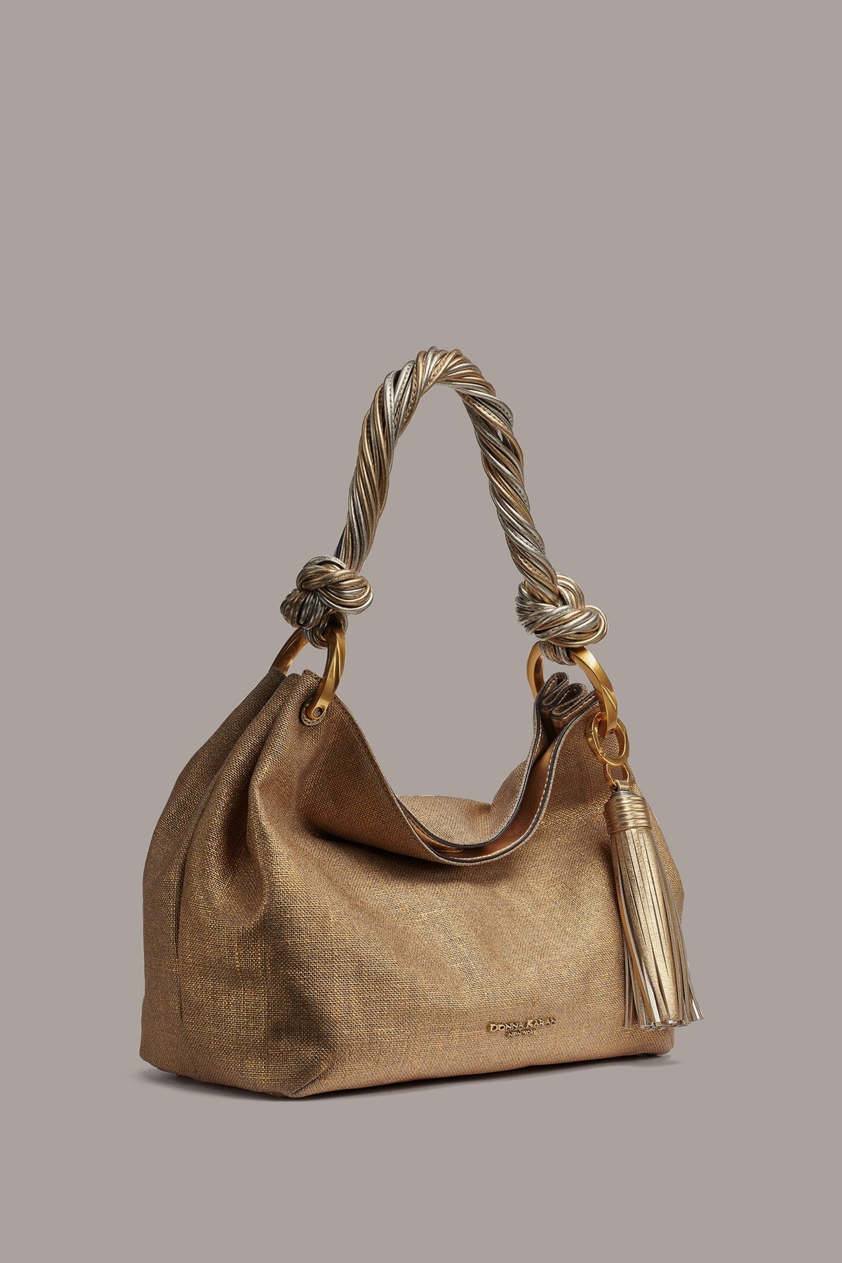 GLENWOOD SMALL METALLIC CANVAS SHOULDER BAG - GOLD