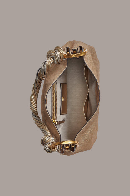 GLENWOOD SMALL METALLIC CANVAS SHOULDER BAG - GOLD
