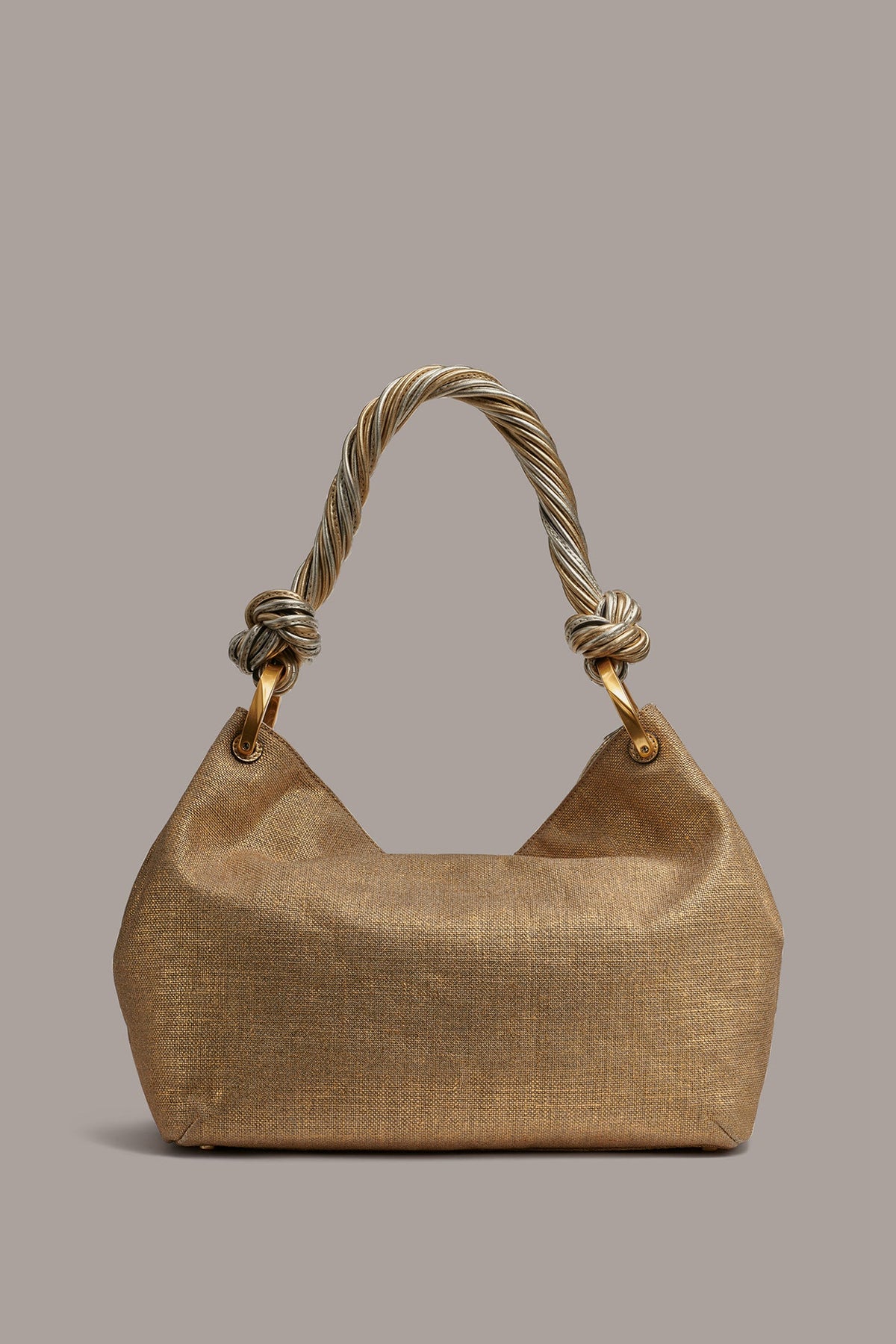 GLENWOOD SMALL METALLIC CANVAS SHOULDER BAG - GOLD