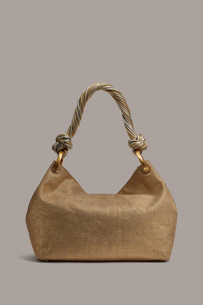 GLENWOOD SMALL METALLIC CANVAS SHOULDER BAG - GOLD