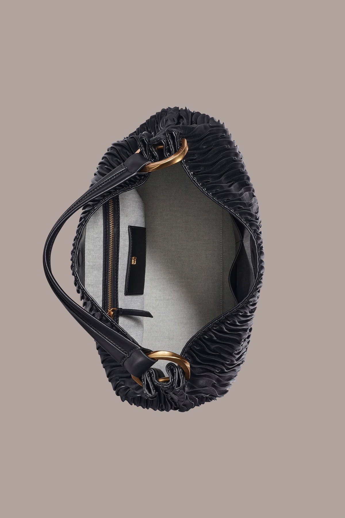 GLENWOOD PLEATED SHOULDER BAG - BLACK/GOLD