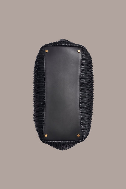 GLENWOOD PLEATED SHOULDER BAG - BLACK/GOLD