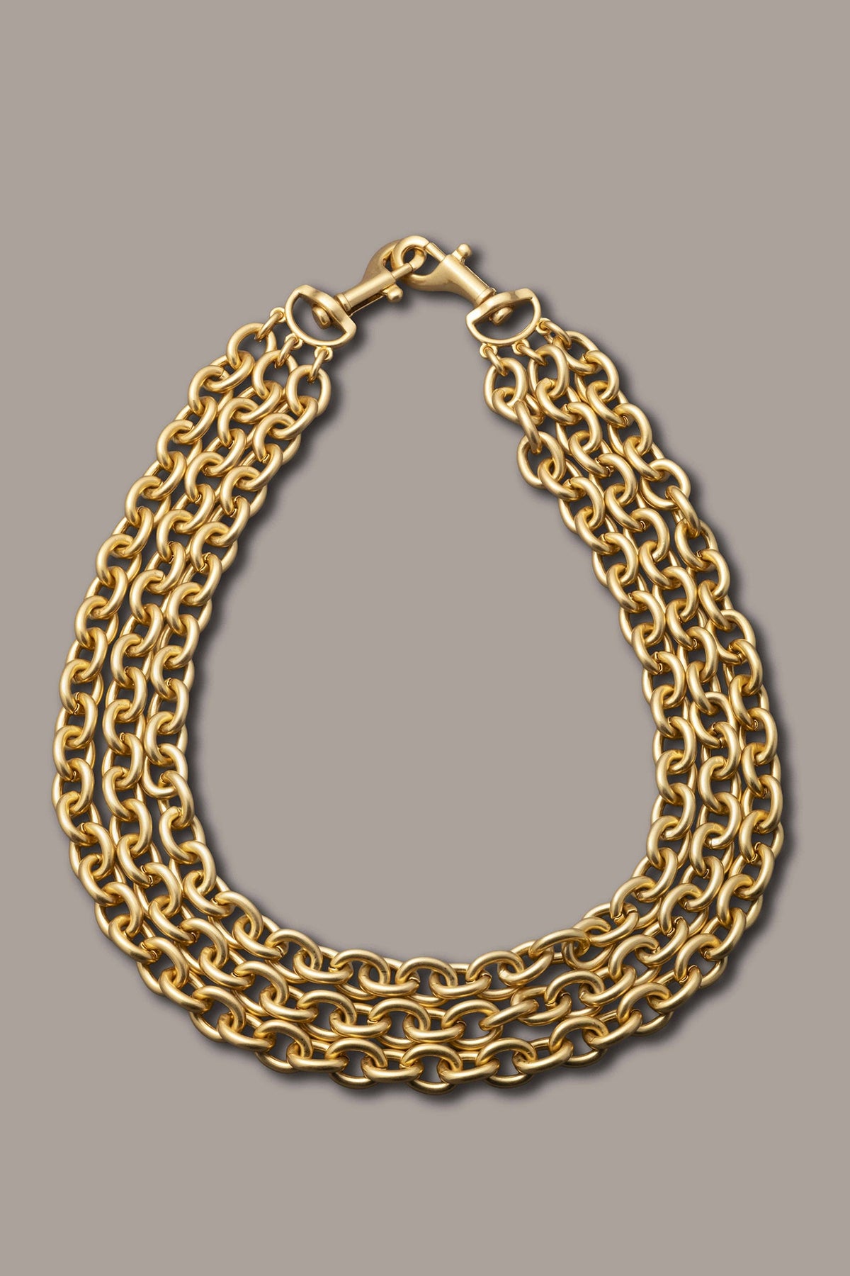MULTI ROW CHAIN LINK COLLAR NECKLACE - Gold