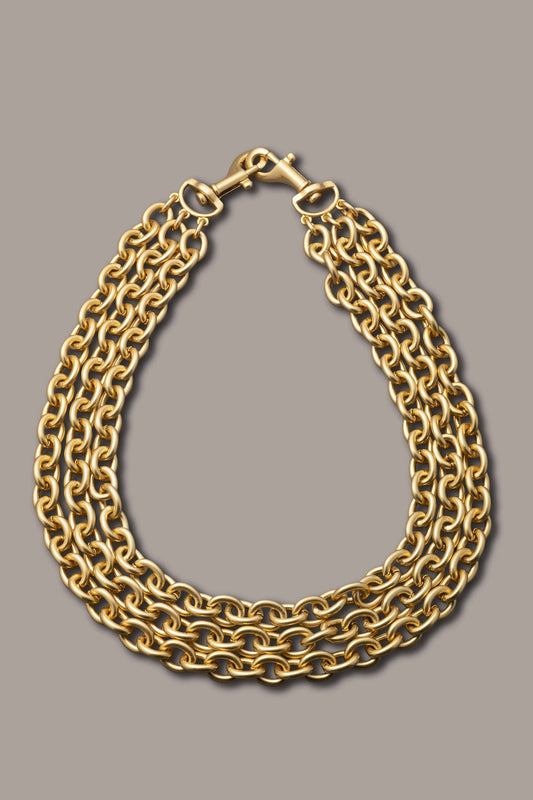 MULTI ROW CHAIN LINK COLLAR NECKLACE - Gold