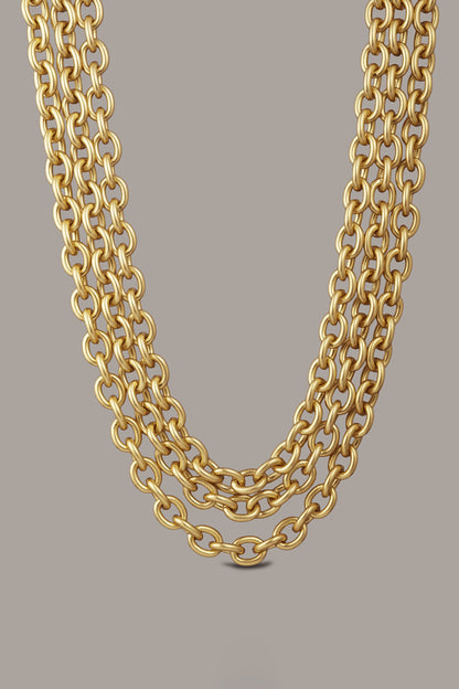MULTI ROW CHAIN LINK COLLAR NECKLACE - Gold