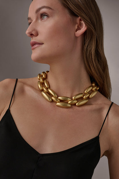MODERN METAL LINK NECKLACE - Gold