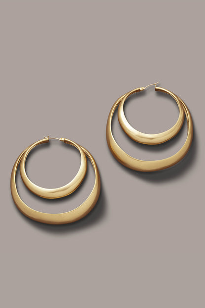 ORGANIC MOLTEN MULTI ROW HOOP EARRING - Gold
