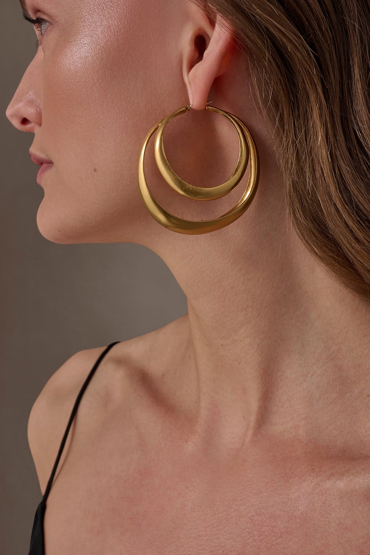 ORGANIC MOLTEN MULTI ROW HOOP EARRING - Gold