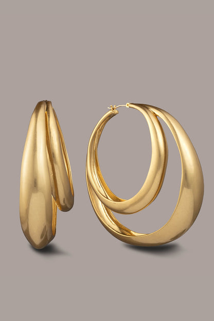 ORGANIC MOLTEN MULTI ROW HOOP EARRING - Gold