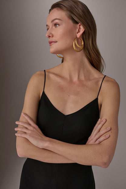 ORGANIC MOLTEN MULTI ROW HOOP EARRING - Gold