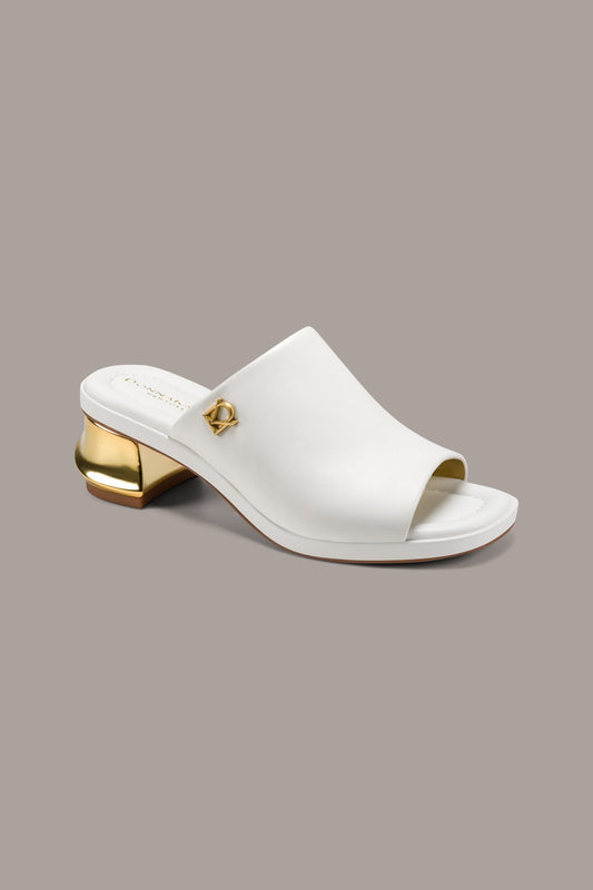 TINLEY LEATHER MULE SANDAL - White