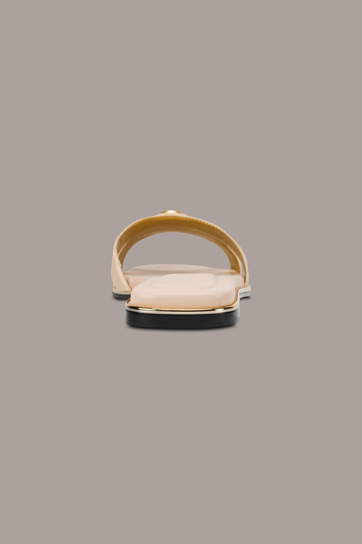 HALO SQUARE-TOE SLIDE SANDAL - Nude