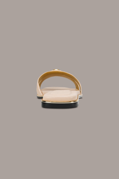 HALO SQUARE-TOE SLIDE SANDAL - Nude
