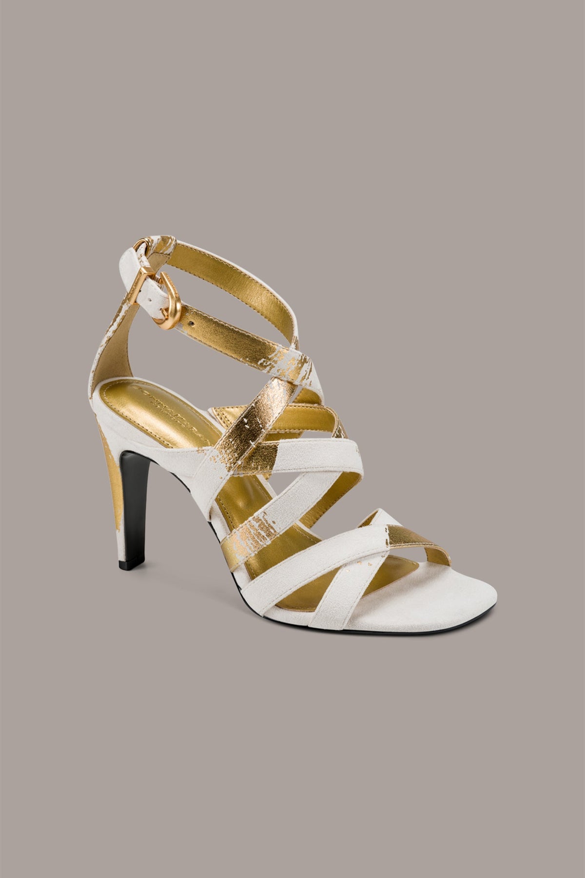 BRIARROSE METALLIC BRUSHSTROKE SANDAL - Ivory/Gold